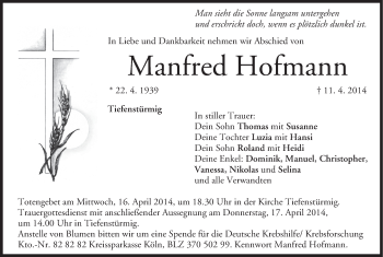 Anzeige von Manfred Hofmann von MGO