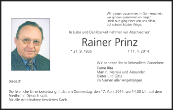 Anzeige von Rainer Prinz von MGO