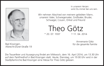 Anzeige von Theo Götz von MGO