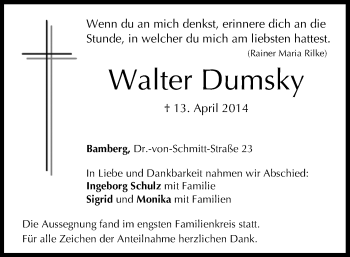 Anzeige von Walter Dumsky von MGO