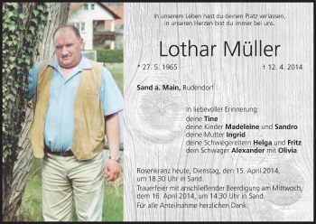 Anzeige von Lothar Müller von MGO