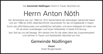Anzeige von Anton Nöth von MGO