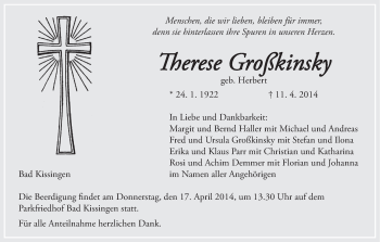 Anzeige von Therese Großkinsky von MGO