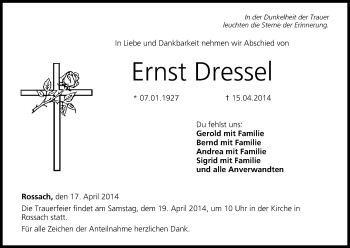 Anzeige von Ernst Dressel von MGO
