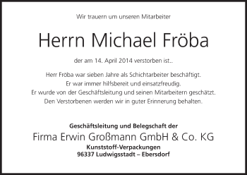 Anzeige von Michael Fröba von MGO