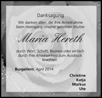 Anzeige von Maria Hereth von MGO