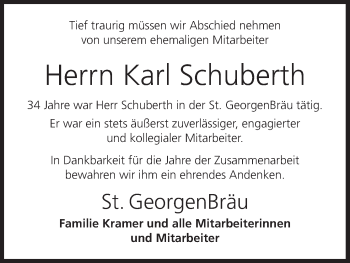 Anzeige von Karl Schuberth von MGO