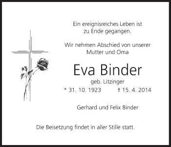 Anzeige von Eva Binder von MGO