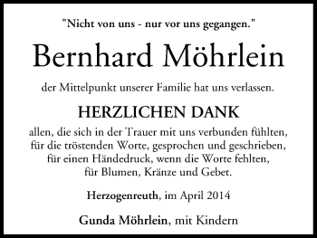 Anzeige von Bernhard Möhrlein von MGO