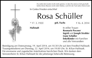 Anzeige von Rosa Schüller von MGO