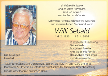 Anzeige von Willi Sebald von MGO