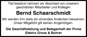 Anzeige von Bernd Schaarschmidt von MGO