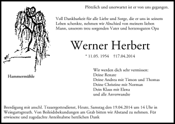 Anzeige von Werner Herbert von MGO