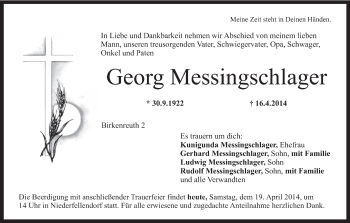 Anzeige von Georg Messingschlager von MGO