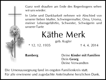 Anzeige von Käthe Merk von MGO