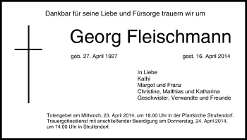 Anzeige von Georg Fleischmann von MGO