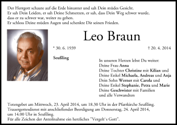 Anzeige von Leo Braun von MGO