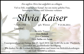Anzeige von Silvia Kaiser von MGO