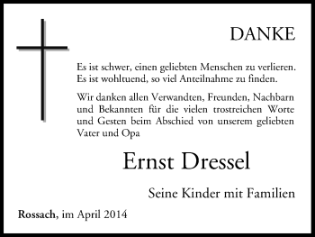Anzeige von Ernst Dressel von MGO