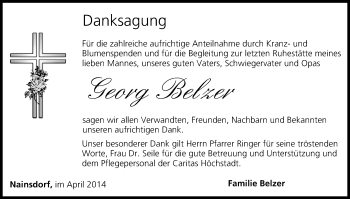 Anzeige von Georg Belzer von MGO