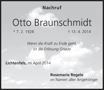 Anzeige von Otto Braunschmidt von MGO