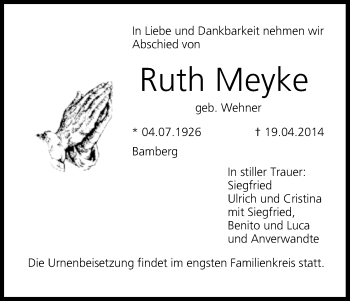 Anzeige von Ruth Meyke von MGO