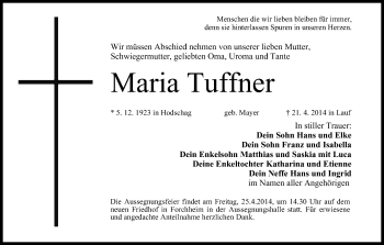 Anzeige von Maria Tuffner von MGO