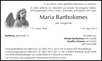 Anzeige von Maria Bartholomes von MGO