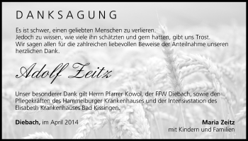 Anzeige von Adolf Zeitz von MGO