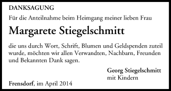 Anzeige von Margarete Stiegelschmitt von MGO