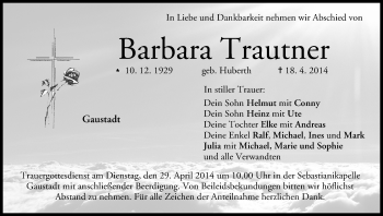 Anzeige von Barbara Trautner von MGO