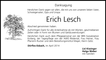 Anzeige von Erich Lesch von MGO