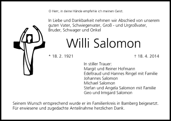 Anzeige von Willi Salomon von MGO