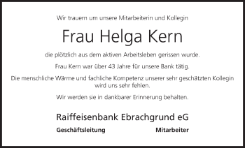 Anzeige von Helga Kern von MGO