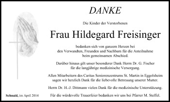 Anzeige von Hildegard Freisinger von MGO