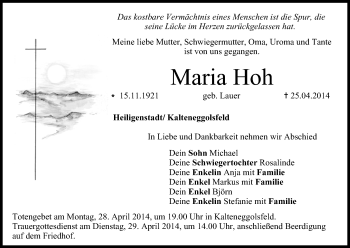Anzeige von Maria Hoh von MGO