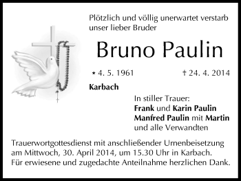 Anzeige von Bruno Paulin  von MGO