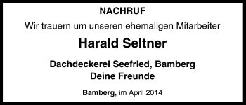 Anzeige von Harald Seltner von MGO