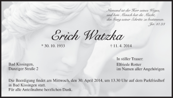 Anzeige von Erich Watzka von MGO
