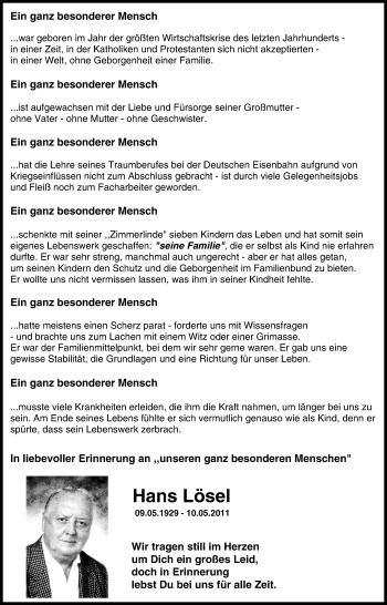 Anzeige von Hans Lösel von MGO