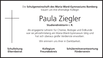 Anzeige von Paula Ziegler von MGO