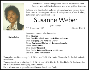 Anzeige von Susanne Weber von MGO