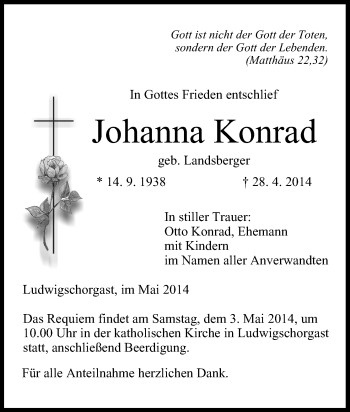 Anzeige von Johanna Konrad von MGO