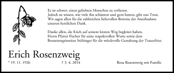 Anzeige von Erich Rosenzweig von MGO
