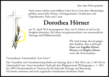 Anzeige von Dorothea Hörner von MGO