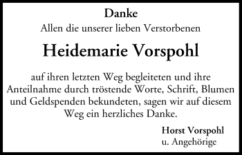 Anzeige von Heidemarie Vorspohl von MGO