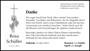 Anzeige von Rosa Schüller von MGO