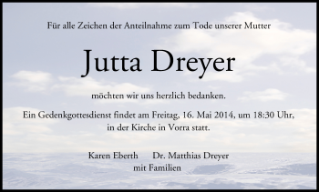 Anzeige von Jutta Dreyer von MGO