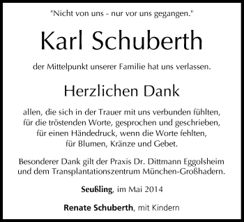 Anzeige von Karl Schuberth von MGO