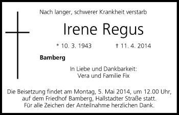 Anzeige von Irene Regus von MGO